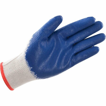 Global Industrial Latex Coated String Knit Work Gloves, Natural/Blue, Small, 1-Dozen 708355S